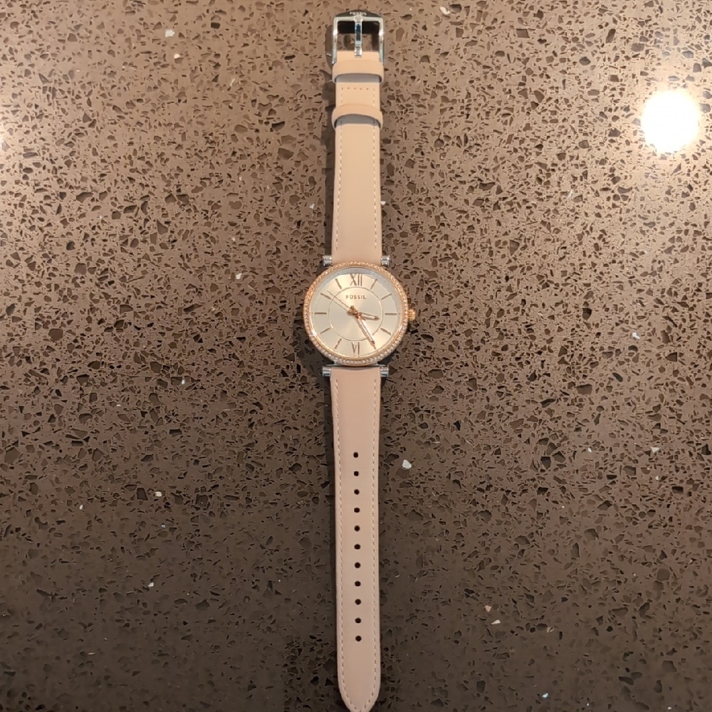Fossil Rose Gold Blush Leather Strap Watch